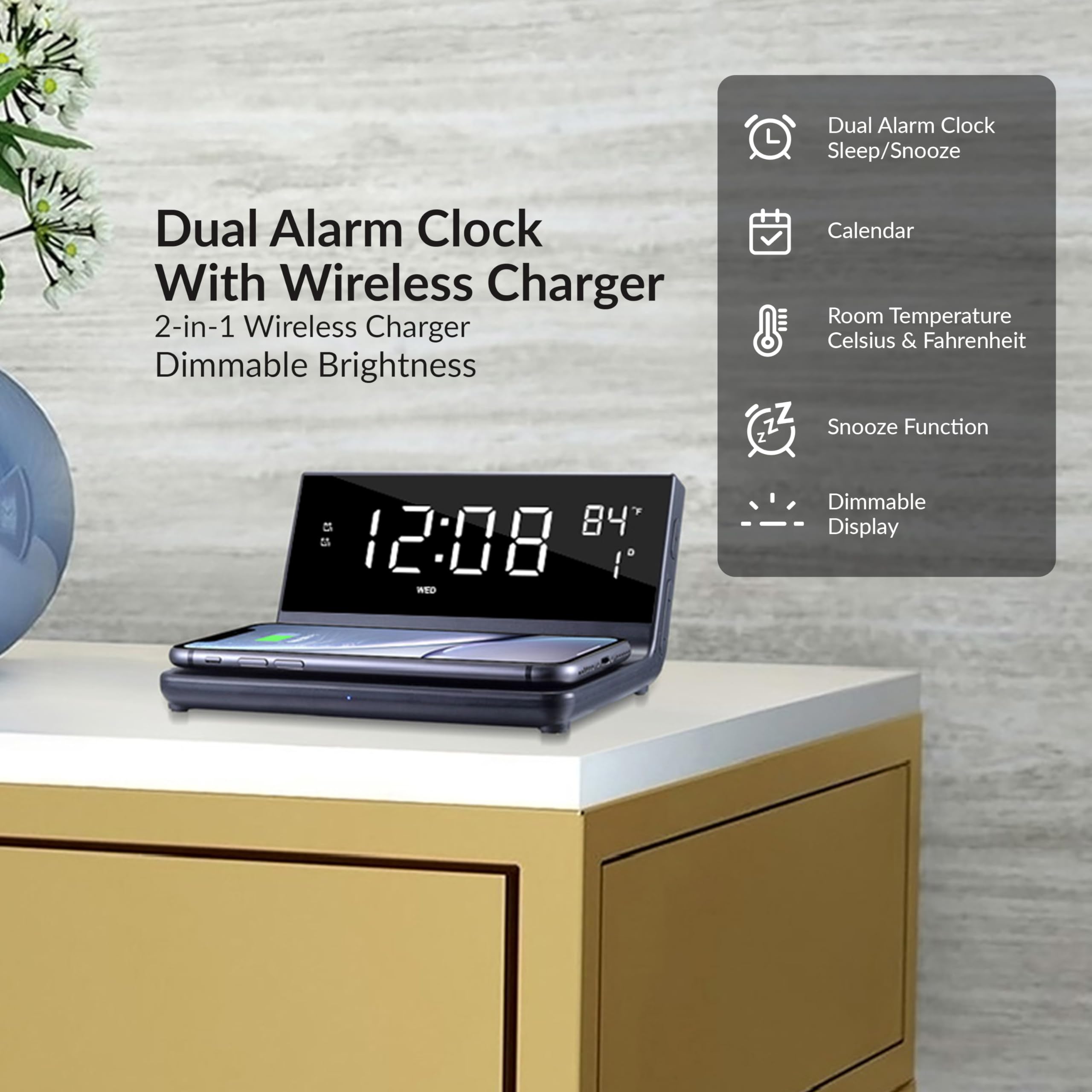 Amazon.com: Supersonic SC-6025QI Dual Alarm Clock with Wireless